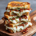 The Ultimate Pesto, Sun-Dried Tomato & Bacon Mozzarella Sandwich: A Symphony of Flavors Between Two Slices