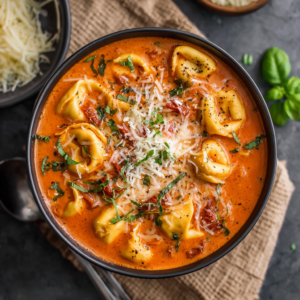 Read more about the article Cheesy Tomato Tortellini Soup