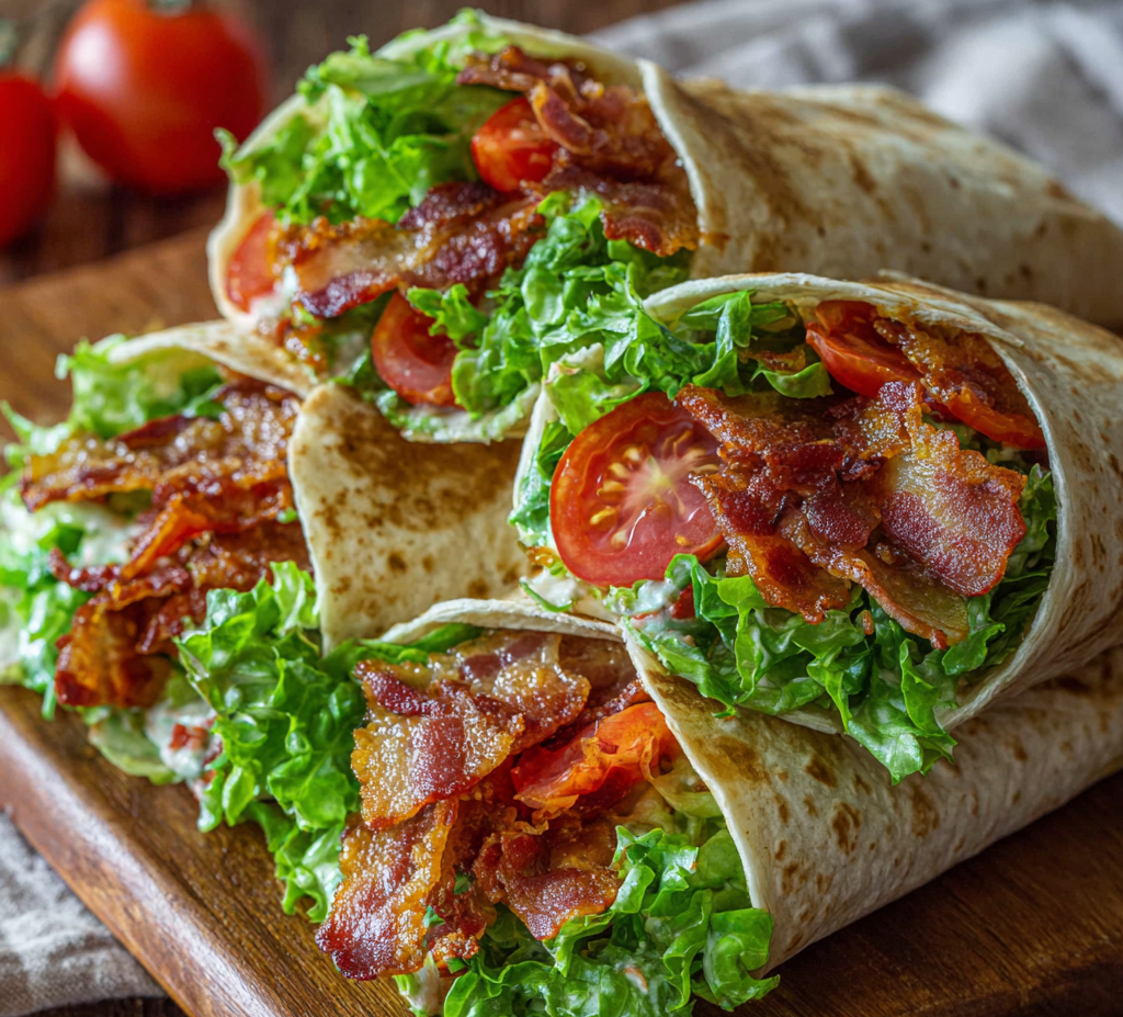 Bacon, Lettuce & Tomato Low-Carb Wraps (With Marinated Tomatoes)