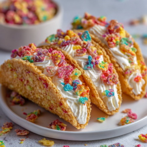Read more about the article Fruity Pebbles Cheesecake Tacos
