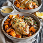 Maple Dijon Chicken Bowls with Roasted Sweet Potatoes