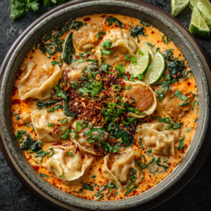 Read more about the article Thai-Inspired Dumpling Soup (Red Curry Coconut Soup)