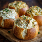 Chicken Alfredo Garlic Bread Bowls