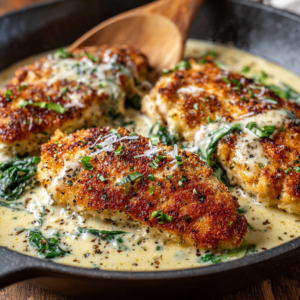 Read more about the article Crispy Parmesan Chicken with Creamy Garlic Sauce