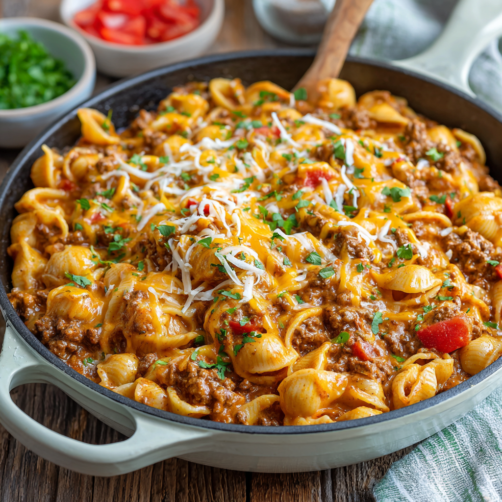 You are currently viewing Cheesy Beef Taco Pasta (One-Pot Dinner): The Ultimate Comfort Food Mash-Up for Busy Nights