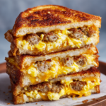 Breakfast Grilled Cheese (With Sausage, Eggs, and Colby-Jack)