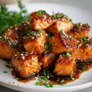 Read more about the article Crispy Air Fryer Honey Garlic Salmon Bites (20 Minutes)