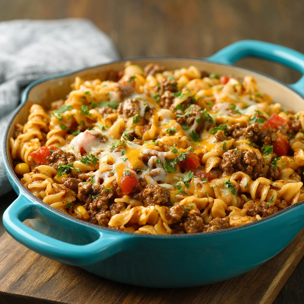You are currently viewing One Pot Beef Taco Pasta: The Ultimate Easy, Cheesy Tex-Mex Comfort Meal