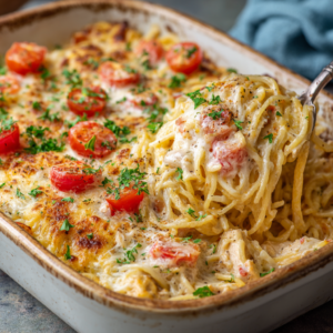Read more about the article Creamy Baked Chicken Spaghetti