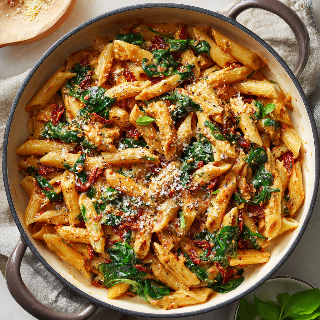 You are currently viewing Creamy Sun-Dried Tomato Spinach Penne
